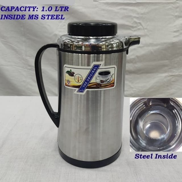 Double Steel Thermos 1 Litter Vacuum Flask Teapot