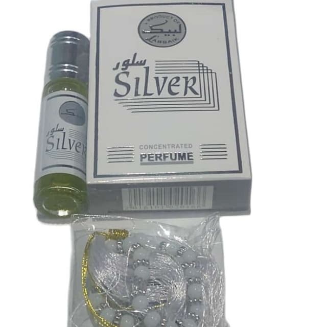 Silver Attar 6 ml with Tasbeeh free Non Alcoholic Perfume Company of Labbai